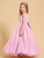 Tulle Junior Bridesmaid Dresses Satin Top Candy Pink