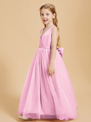 Tulle Junior Bridesmaid Dresses Satin Top Candy Pink