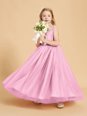 Tulle Junior Bridesmaid Dresses Satin Top Candy Pink