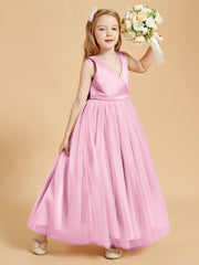 Tulle Junior Bridesmaid Dresses Satin Top Candy Pink