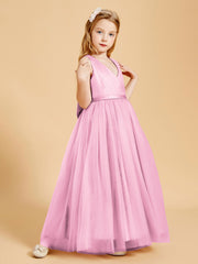 Tulle Junior Bridesmaid Dresses Satin Top Candy Pink