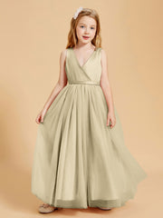 Tulle Junior Bridesmaid Dresses Satin Top Champagne
