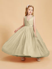 Tulle Junior Bridesmaid Dresses Satin Top Champagne
