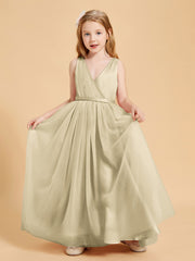 Tulle Junior Bridesmaid Dresses Satin Top Champagne