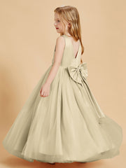 Tulle Junior Bridesmaid Dresses Satin Top Champagne