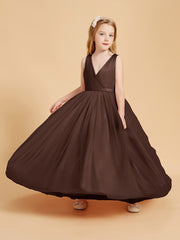 Tulle Junior Bridesmaid Dresses Satin Top Chocolate