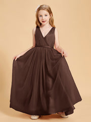 Tulle Junior Bridesmaid Dresses Satin Top Chocolate