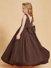 Tulle Junior Bridesmaid Dresses Satin Top Chocolate