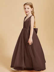 Tulle Junior Bridesmaid Dresses Satin Top Chocolate