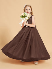 Tulle Junior Bridesmaid Dresses Satin Top Chocolate