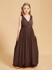 Tulle Junior Bridesmaid Dresses Satin Top Chocolate