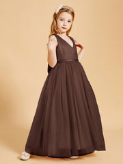 Tulle Junior Bridesmaid Dresses Satin Top Chocolate