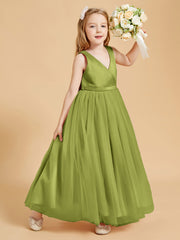 Tulle Junior Bridesmaid Dresses Satin Top Clover