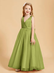 Tulle Junior Bridesmaid Dresses Satin Top Clover