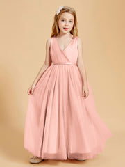 Tulle Junior Bridesmaid Dresses Satin Top Coral