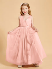 Tulle Junior Bridesmaid Dresses Satin Top Coral