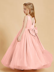 Tulle Junior Bridesmaid Dresses Satin Top Coral