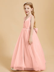 Tulle Junior Bridesmaid Dresses Satin Top Coral
