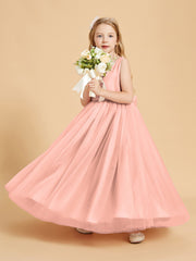 Tulle Junior Bridesmaid Dresses Satin Top Coral