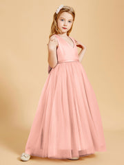 Tulle Junior Bridesmaid Dresses Satin Top Coral