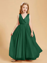 Tulle Junior Bridesmaid Dresses Satin Top Dark Green
