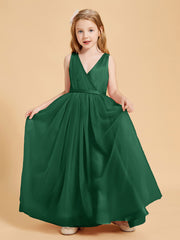 Tulle Junior Bridesmaid Dresses Satin Top Dark Green