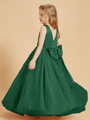 Tulle Junior Bridesmaid Dresses Satin Top Dark Green