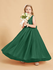 Tulle Junior Bridesmaid Dresses Satin Top Dark Green