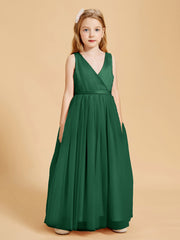 Tulle Junior Bridesmaid Dresses Satin Top Dark Green
