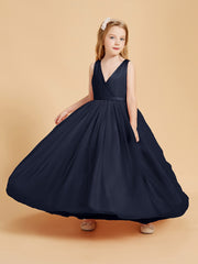 Tulle Junior Bridesmaid Dresses Satin Top Dark Navy