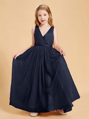 Tulle Junior Bridesmaid Dresses Satin Top Dark Navy
