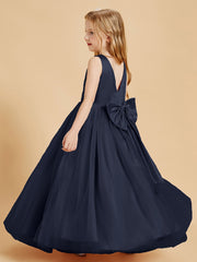 Tulle Junior Bridesmaid Dresses Satin Top Dark Navy