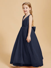 Tulle Junior Bridesmaid Dresses Satin Top Dark Navy