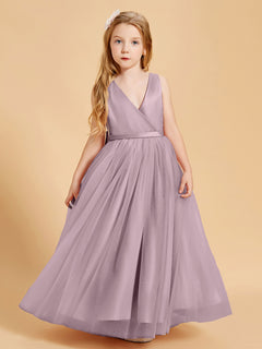 Tulle Junior Bridesmaid Dresses Satin Top Dusk