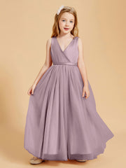 Tulle Junior Bridesmaid Dresses Satin Top Dusk