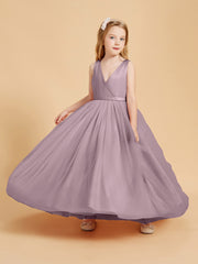 Tulle Junior Bridesmaid Dresses Satin Top Dusk
