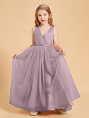 Tulle Junior Bridesmaid Dresses Satin Top Dusk