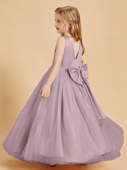 Tulle Junior Bridesmaid Dresses Satin Top Dusk