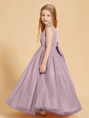 Tulle Junior Bridesmaid Dresses Satin Top Dusk