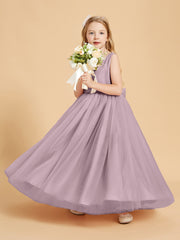 Tulle Junior Bridesmaid Dresses Satin Top Dusk