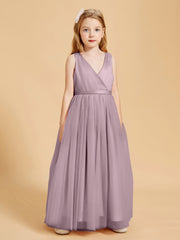 Tulle Junior Bridesmaid Dresses Satin Top Dusk