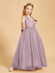 Tulle Junior Bridesmaid Dresses Satin Top Dusk