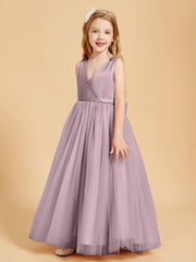 Tulle Junior Bridesmaid Dresses Satin Top Dusk