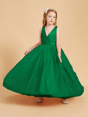 Tulle Junior Bridesmaid Dresses Satin Top Emerald
