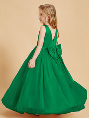 Tulle Junior Bridesmaid Dresses Satin Top Emerald