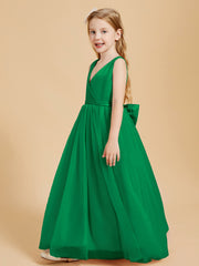 Tulle Junior Bridesmaid Dresses Satin Top Emerald