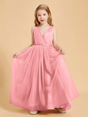Tulle Junior Bridesmaid Dresses Satin Top Flamingo