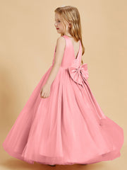 Tulle Junior Bridesmaid Dresses Satin Top Flamingo