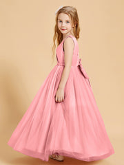 Tulle Junior Bridesmaid Dresses Satin Top Flamingo