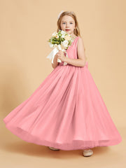 Tulle Junior Bridesmaid Dresses Satin Top Flamingo